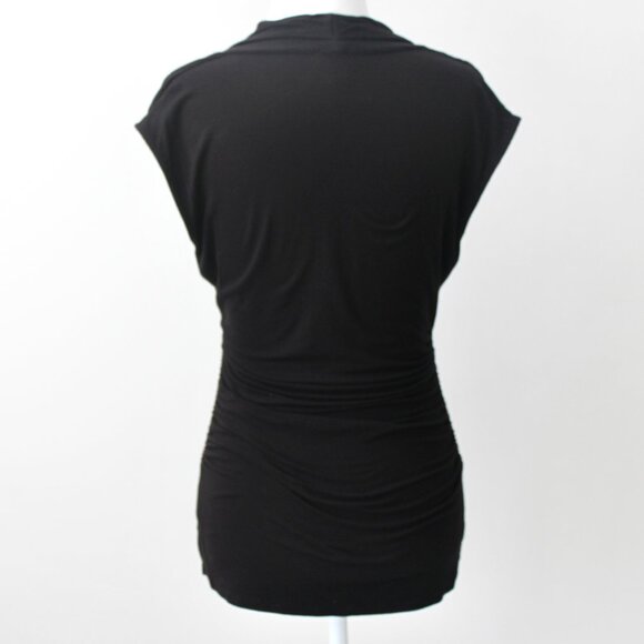 Vince Camuto Black Ruched V-Neck Sleeveless Blouse Top Small - Picture 4 of 5